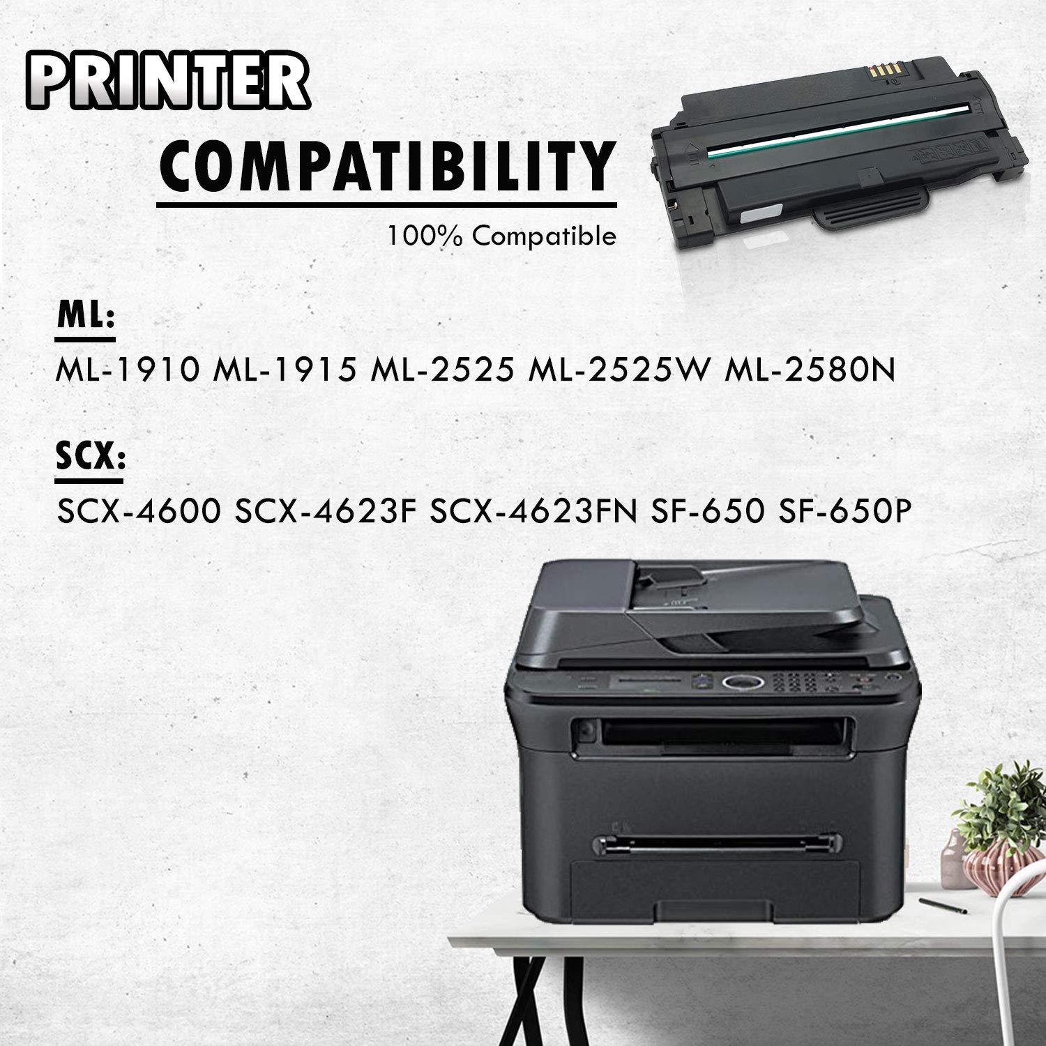 Inkfirst Compatible High Yield Toner Cartridge Compatible with Samsung MLT-D105L (MLTD105L) ML-1910 SCX-4600 SF-650 Black SF-650P ML-1915 ML-2525 ML-2525W ML-2580N SCX-4600 SCX-4623F SCX-4623FN