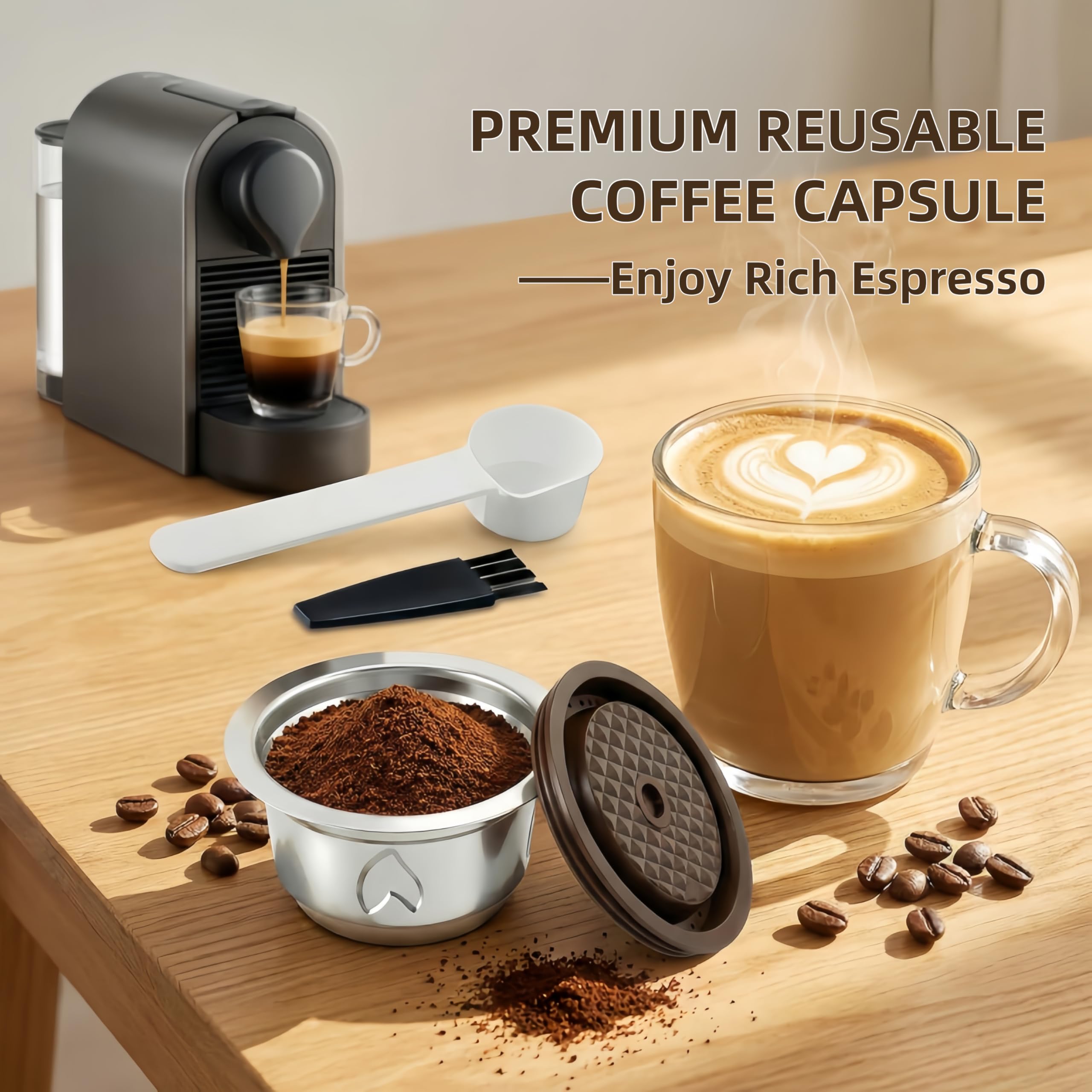 Reusable Coffee Pods for Nespresso Vertuo Machine (Compatible with Vertuo Next/Pop), 230ml Stainless Steel Refillable Coffee Capsule Set - Nespresso Accessories for Home & Office
