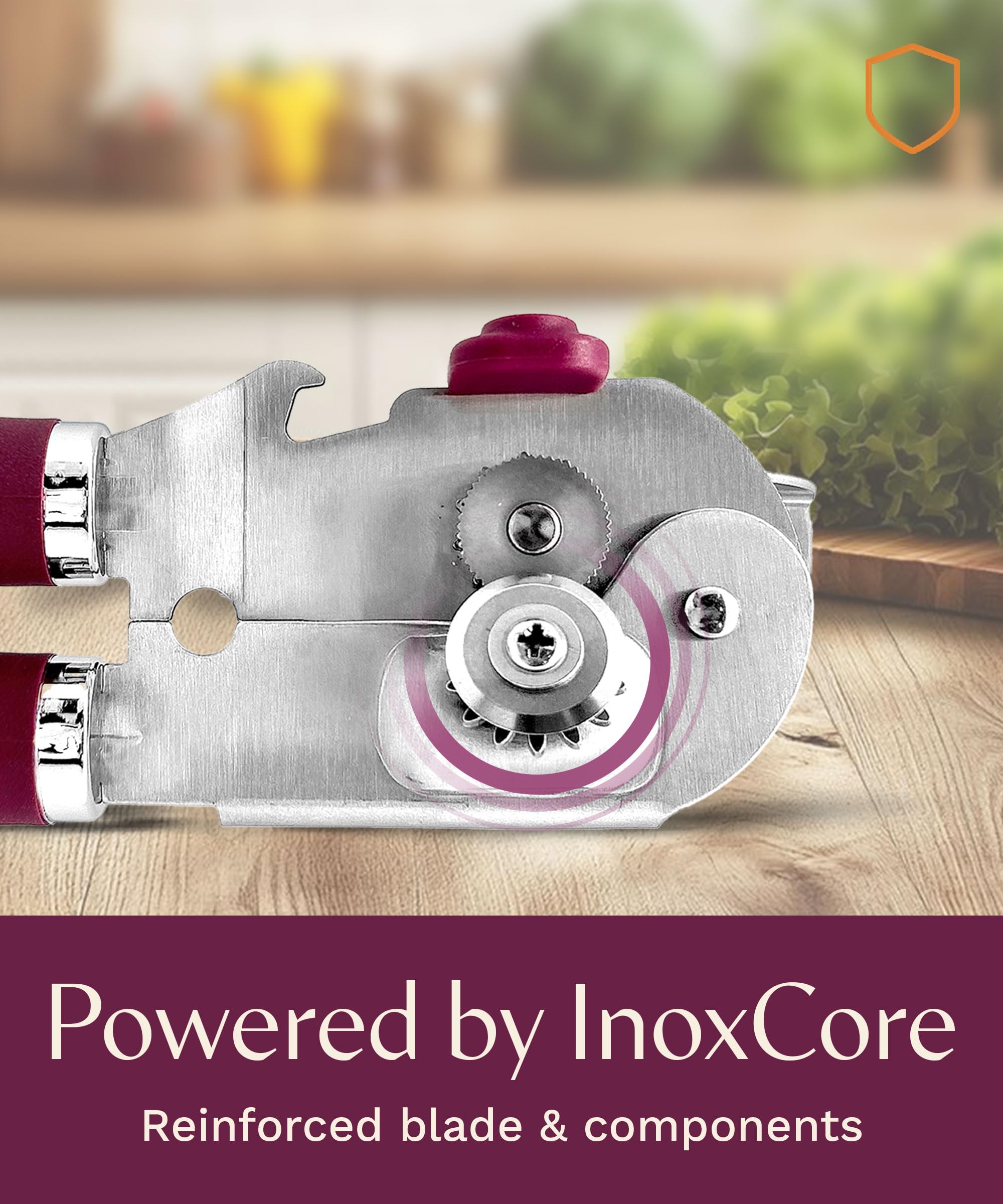 Graceliving Premium Multifunction Magnetic Manual Can Opener and Bottle Opener, Heavy Duty Stainless Steel Sharp Cutting Blade and Oversized Easy Turn Knob, Soft-Touch Handle, Kitchen Use, Mauve