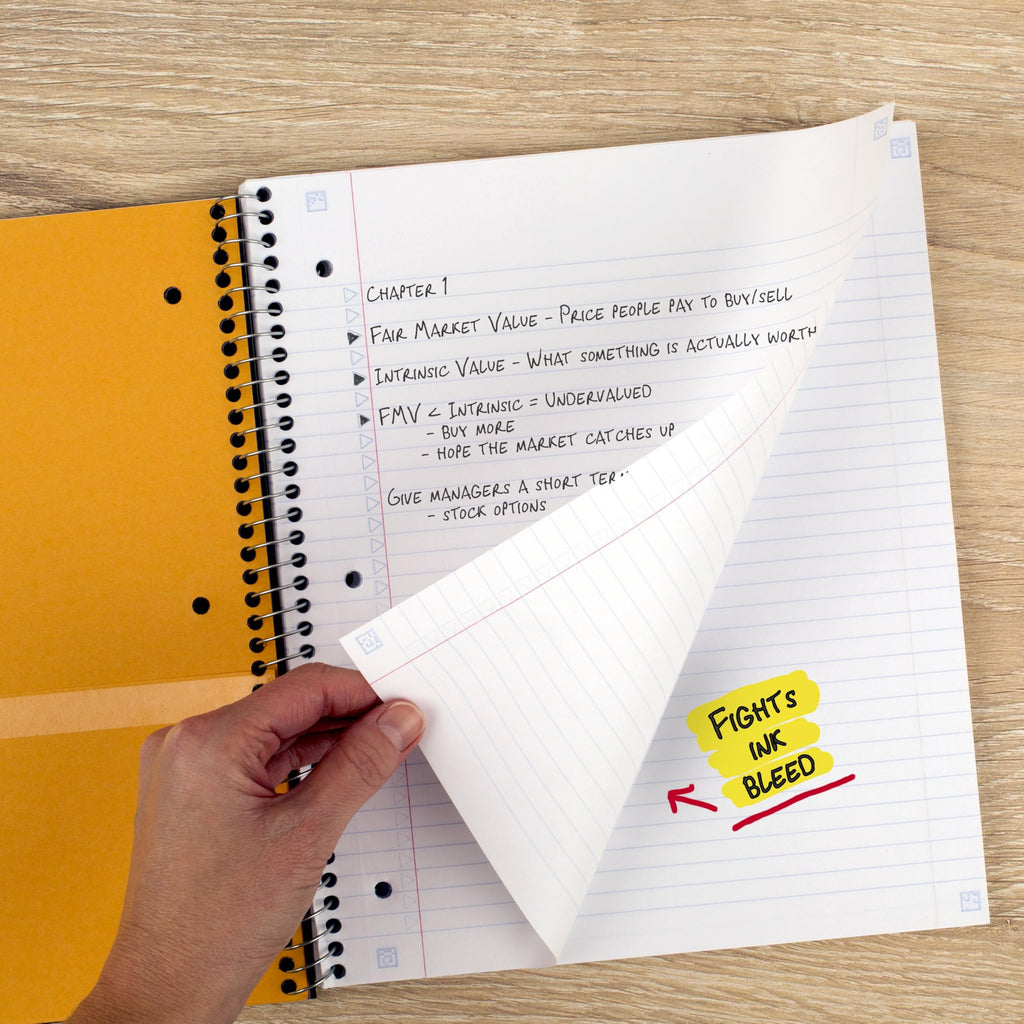 Five Star 1-Subject Spiral Notebook, 8.5" x 11" Paper Size, College Ruled, 200 Pages/100 Sheets, Neat Sheet Perforated Pages, Wirebound, Assorted Colour Poly Covers, 6-Pack (38052)
