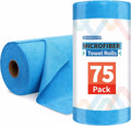 HOMERHYME Microfiber Towel Roll, 75 Pack Cleaning Rags Microfiber Cleaning Cloth, Lint Free Multi-Purpose Reusable Washable Rags Tear Away Microfiber Towels for Cars Kitchen Garage Shop 11.5"x11.5"