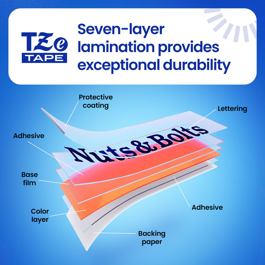 Brother Genuine TZe-S251 Black on White Extra-Strength Laminated Tape for P-Touch Label Makers, 24 mm Wide x 8 m Long