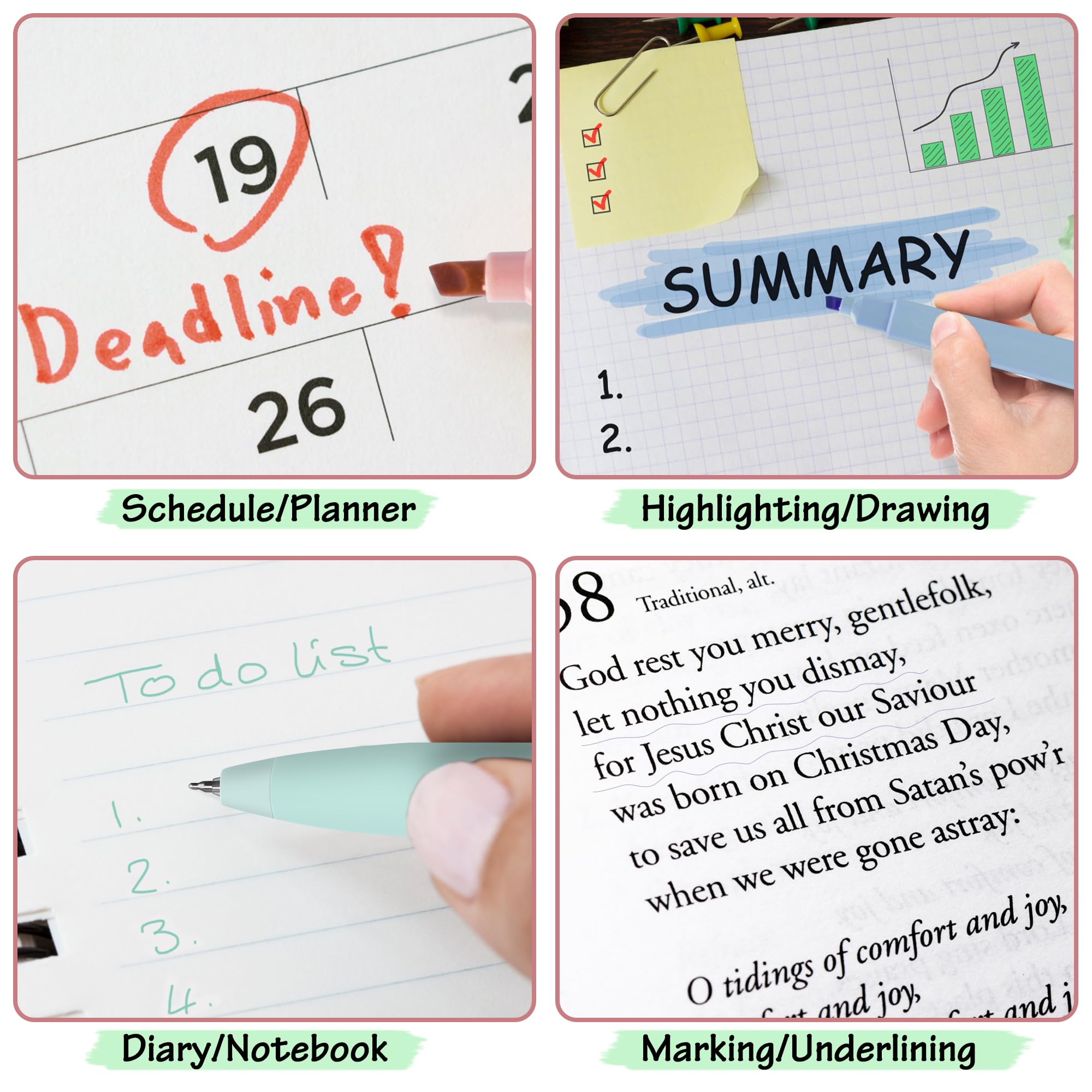 DazSpirit 12 Pastel No Bleed Bible Highlighters and 6 Gel Pens with 620 Sheets Transparent Sticky Notes, Bible Journaling Kit, Aesthetic Colored Labels for School Office Annotating Books Supplies