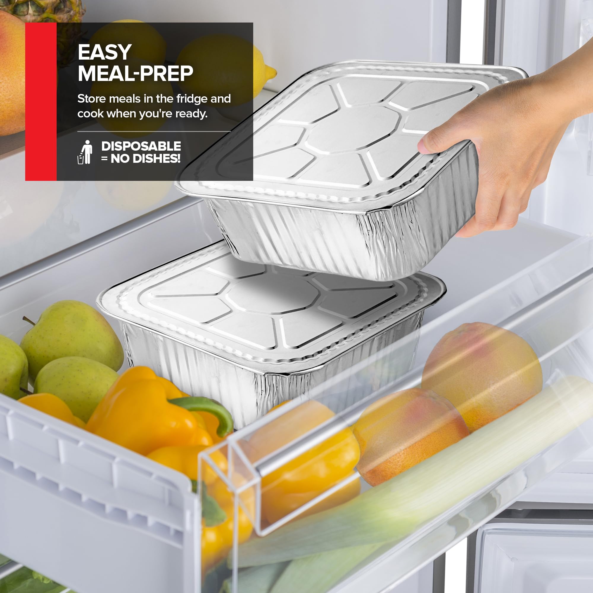 Stock Your Home Disposable Foil Pans with Lids (Set of 40) - Heavy Duty Aluminum Trays (20) 9x13, (10) 8x8, (10) 1-Lb Baking Tins with Covers for Cooking, Heating, Storing, Holiday Dinner Meals