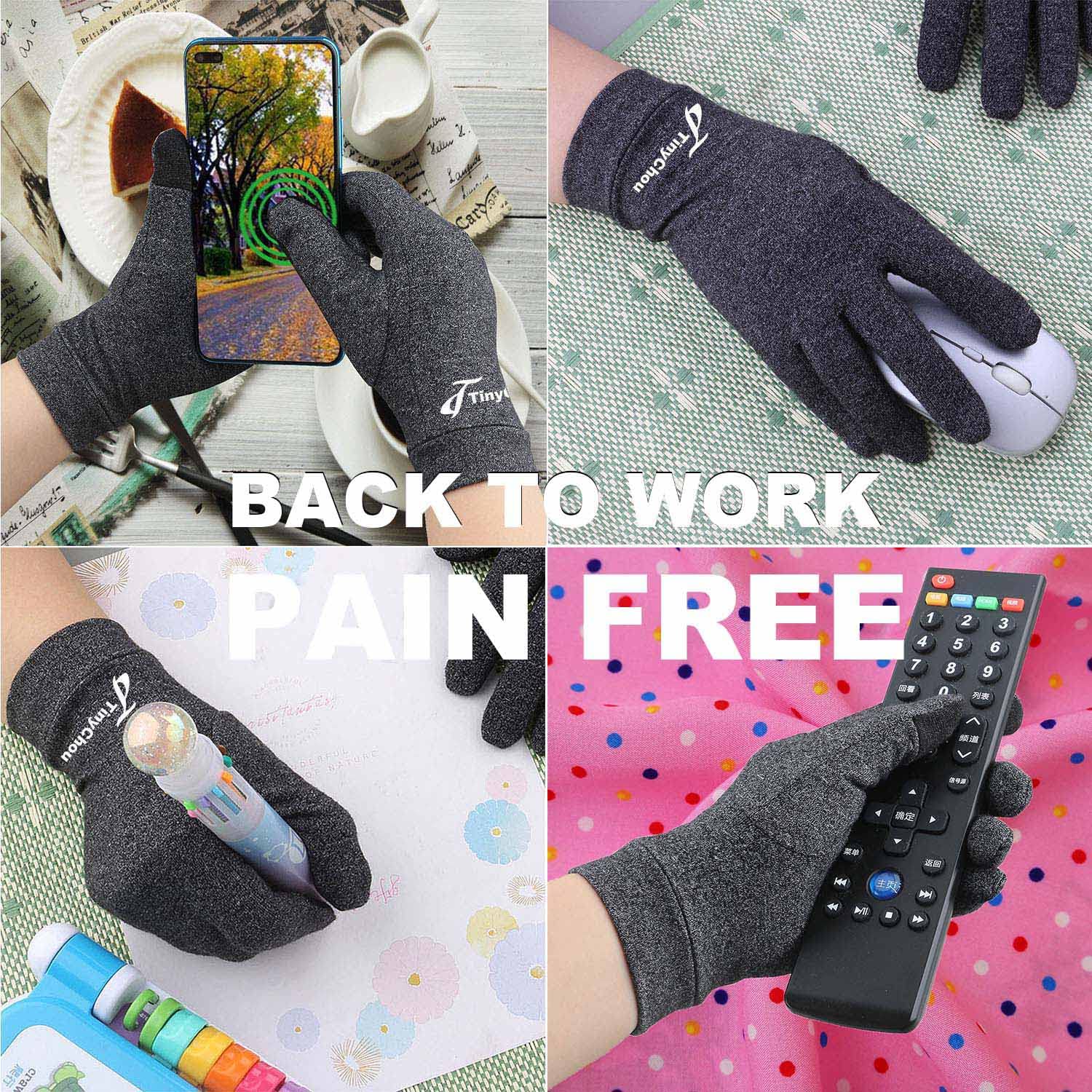 2 Pairs Compression Gloves for Women for Pain, Full Finger Arthritis Gloves for Men, Hand Compression Gloves for Crocheting, Relieve Pain from Carpal Tunnel, Rheumatoid, Osteoarthritis, RSI (Medium)