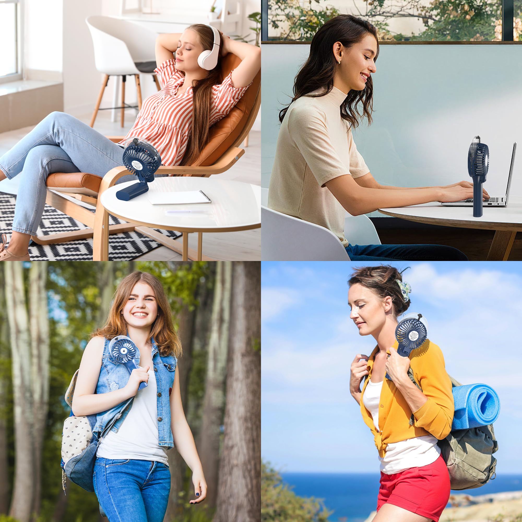 COMLIFE Portable Handheld Misting Fan, 3000mAh Rechargeable Battery Operated Spray Water Mist Fan, Foldable Mini Personal Fan for Travel, Makeup, Home, Office, Camping, Outdoors (BLUE)