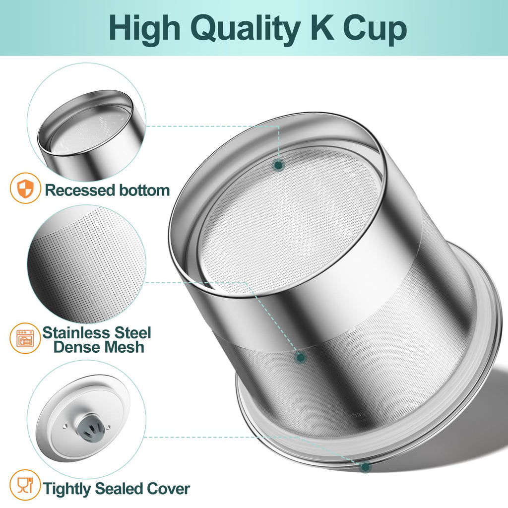 RETHONE K Cup Reusable Coffee Pods, Universal Stainless Steel Reusable K Cups Compatible with Keurig 1.0 & 2.0 Coffee Machines Brewers Refillable K Cups