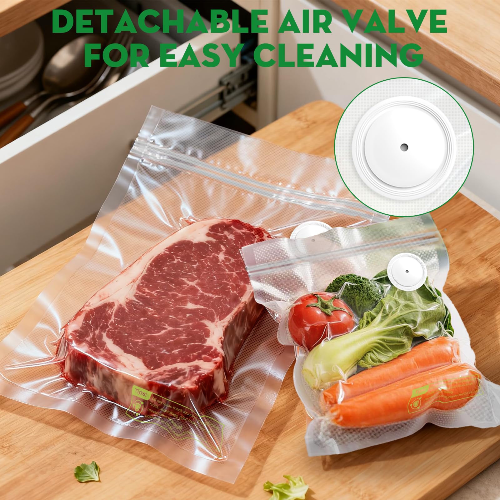 Innoworld Reusable Vacuum Sealer Bags for Food, 30 Small (8.7 x 11.8 in, 11.8 x 13.8 in) Food Storage Bags, Freezer, Microwave, Odor-Resistant, Leak-Proof, Fit with Compact Vacuum Sealers