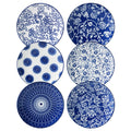 Cerkik Ceramic Dessert Plates Set - 6 Inch Mini Appetizer Plates for Kitchen - Small Salad Plate for Cake Snacks Side Dish, Microwave Dishwasher Safe, Gift, Vintage Blue
