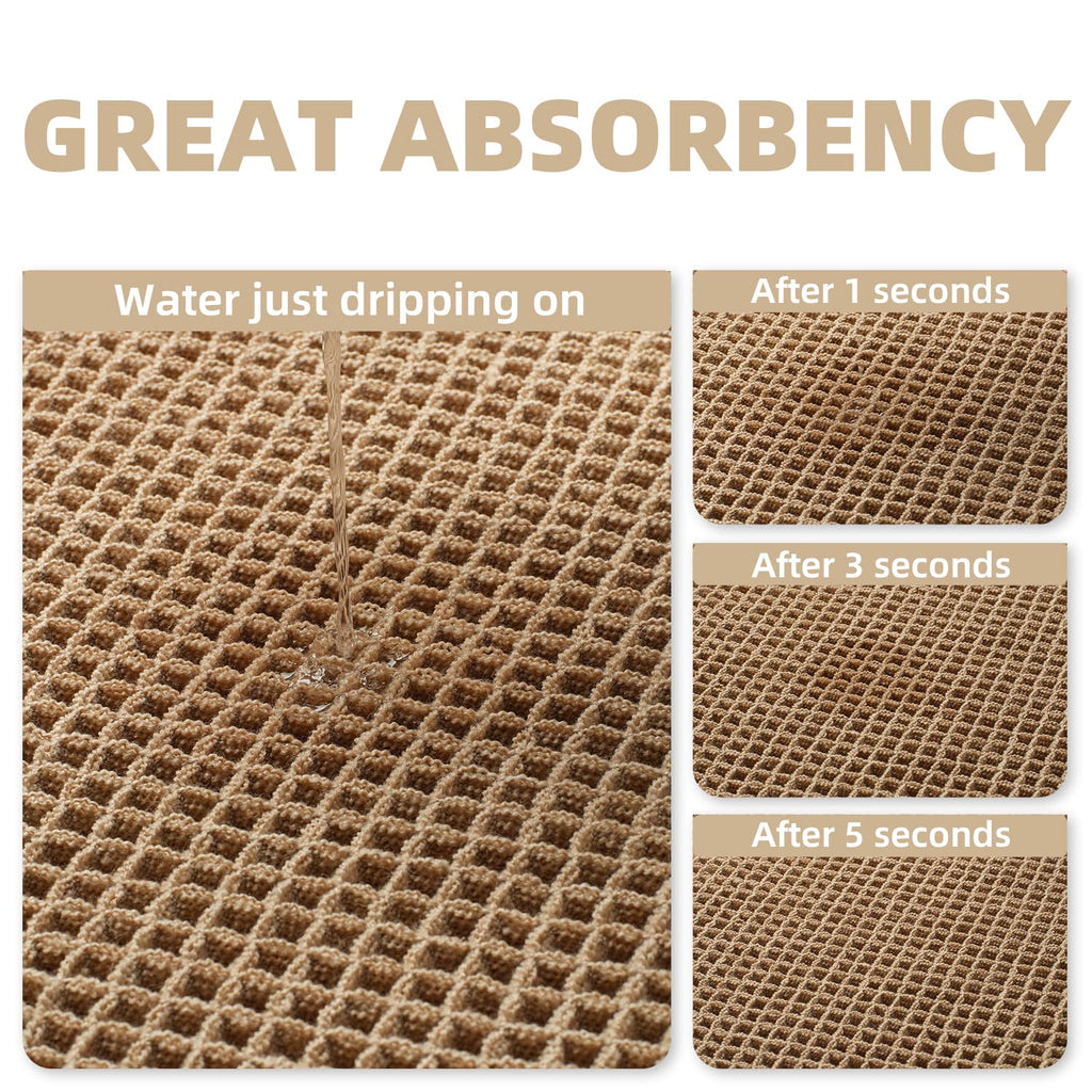 Upgraded Waffle Bathroom Runner Rug, Super Absorbent Bath Mats Non Slip Washable Long Bathroom Mat Ultra Soft Bath Runner Rugs for Hallway Entryway Bedroom Laundry Room Sink, 2'x 4', Brown
