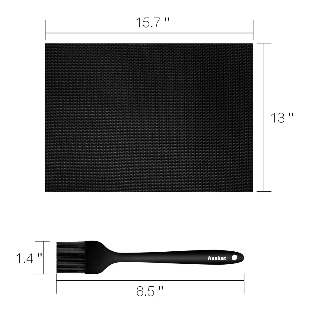 Anaeat Reusable Grill Mat Set of (7+1) - 100% Non Stick BBQ Grill Mats Heavy Duty Teflon Baking Sheets, Barbecue Accessories Grill Tools Works on Gas, Charcoal, Electric Grill - 15.75 x 13-Inch