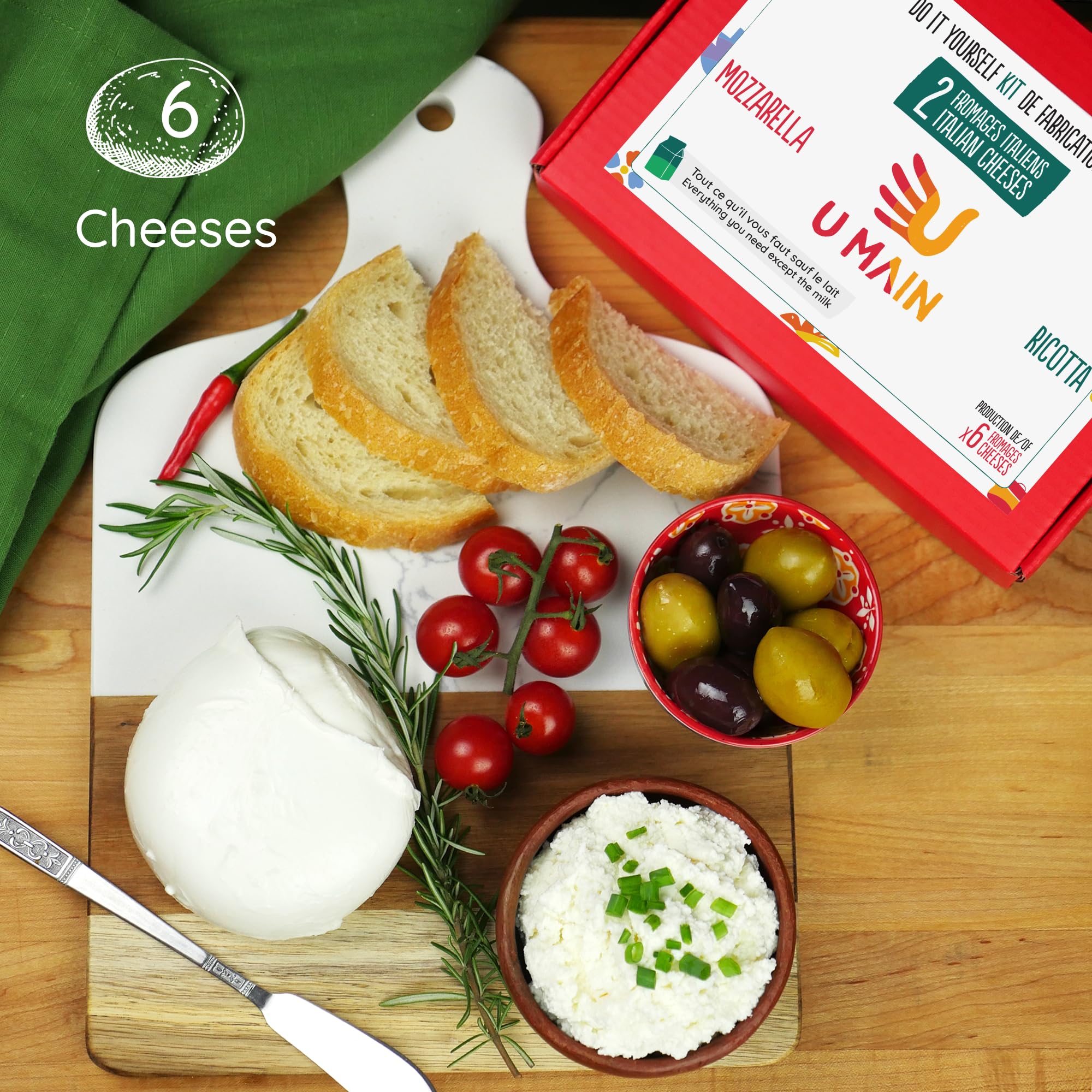 Cheese Making Kit, 2 Italian Cheeses Beginners' Kit: Ricotta and Mozzarella DIY Cheese Maker, Recipes, Vegetarian Rennet, Cheesecloth. Easy DIY Homemade Cheese Gift Set