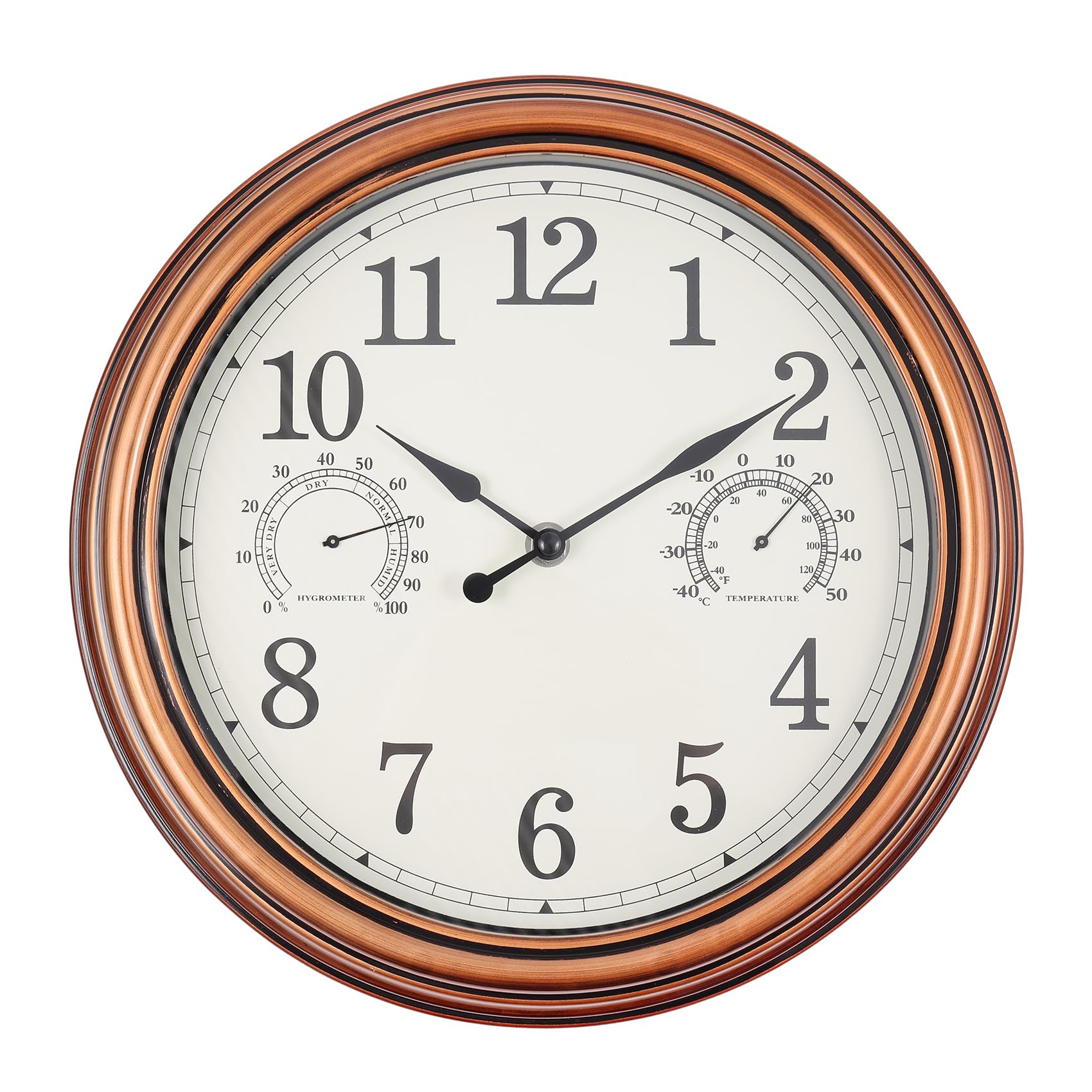 Vigorwise 12inch Outdoor Clocks Plastic Waterproof Wall Clock with Temperature & Humidity