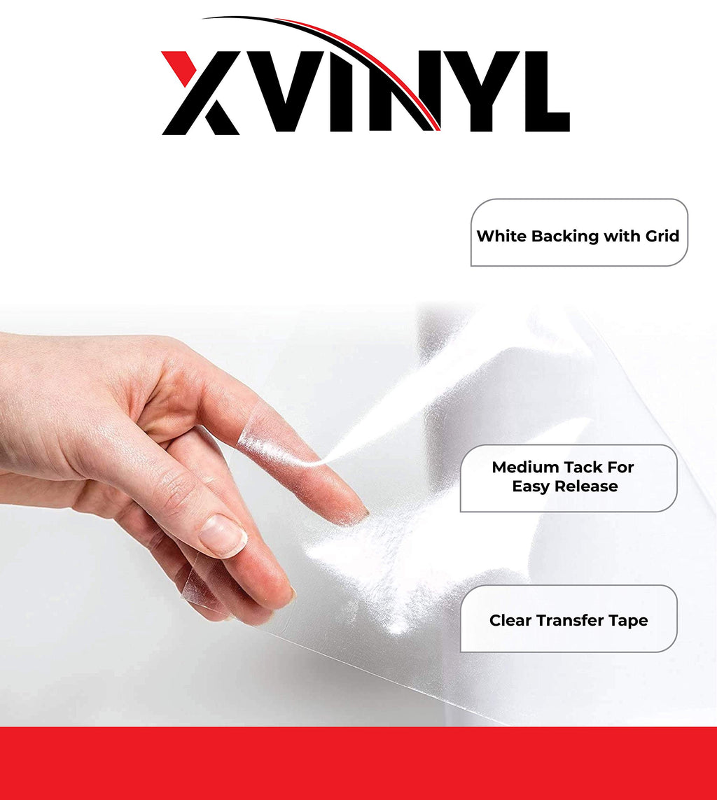 Xvinyl Transfer Tape for Vinyl - Clear Grid 12”x50FT Transfer Tape Roll Works Great with Oracal 651, 631 and Cricut Vinyl