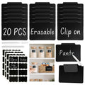 DECOMOMO Labels for Storage Bins – 20 Clip on Chalkboard Labels & 32 Removable Sticker Labels with White Chalk Marker