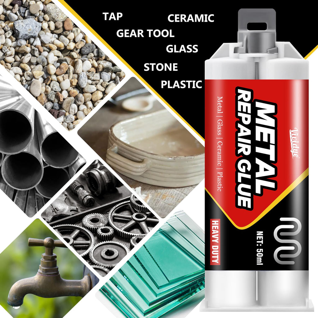 Metal Glue 100ml, High Strength Epoxy Repair Glue, Liquid Metal Adhesive for Welding Stainless Steel, Aluminum Alloy, Copper, Glass, Ceramic and DIY Craft, Waterproof & Heat-Resistant