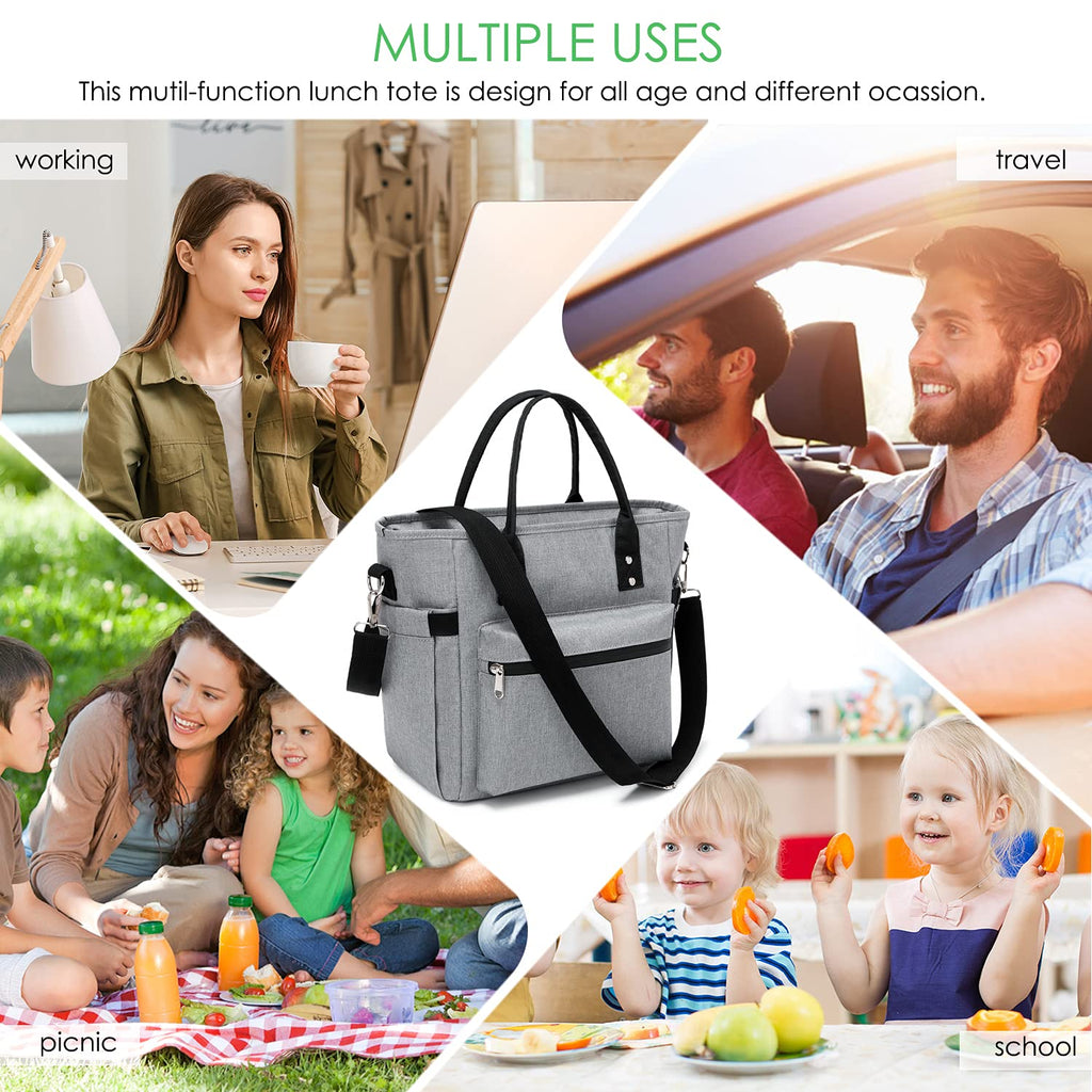 Lunch Bags for Women - Large Lunch Bag for Work, Picnics, and Camping, Insulated Lunch Bags for Women, Lunch Tote Lunch Box for Women Commuters, Boite a Lunch Femme, Sac a Lunch Femme (Clip-On Strap)