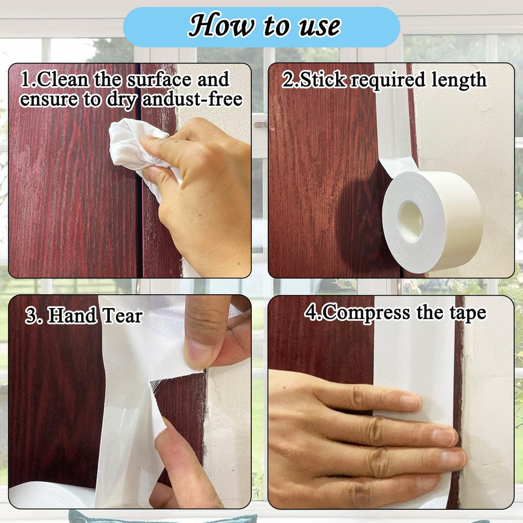 KAIHENG Window Weather Sealing Tape, White Window Draft Isolation Film, Waterproof AC Insulation Air Conditioner Sealing Tape to Keep Out Cold Air, Dust, Rain, 2IN X 99FT, No Residue
