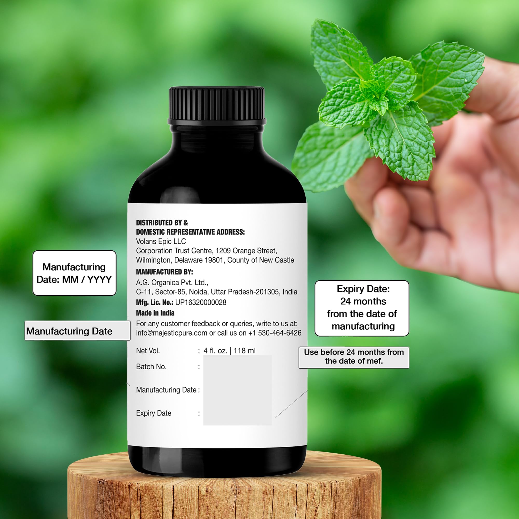 Majestic Pure Peppermint Essential Oil - Huge 118 ml (Set of 2) - 100% Pure and Natural Oil for Soap Making Scent- Premium Grade with Glass Dropper