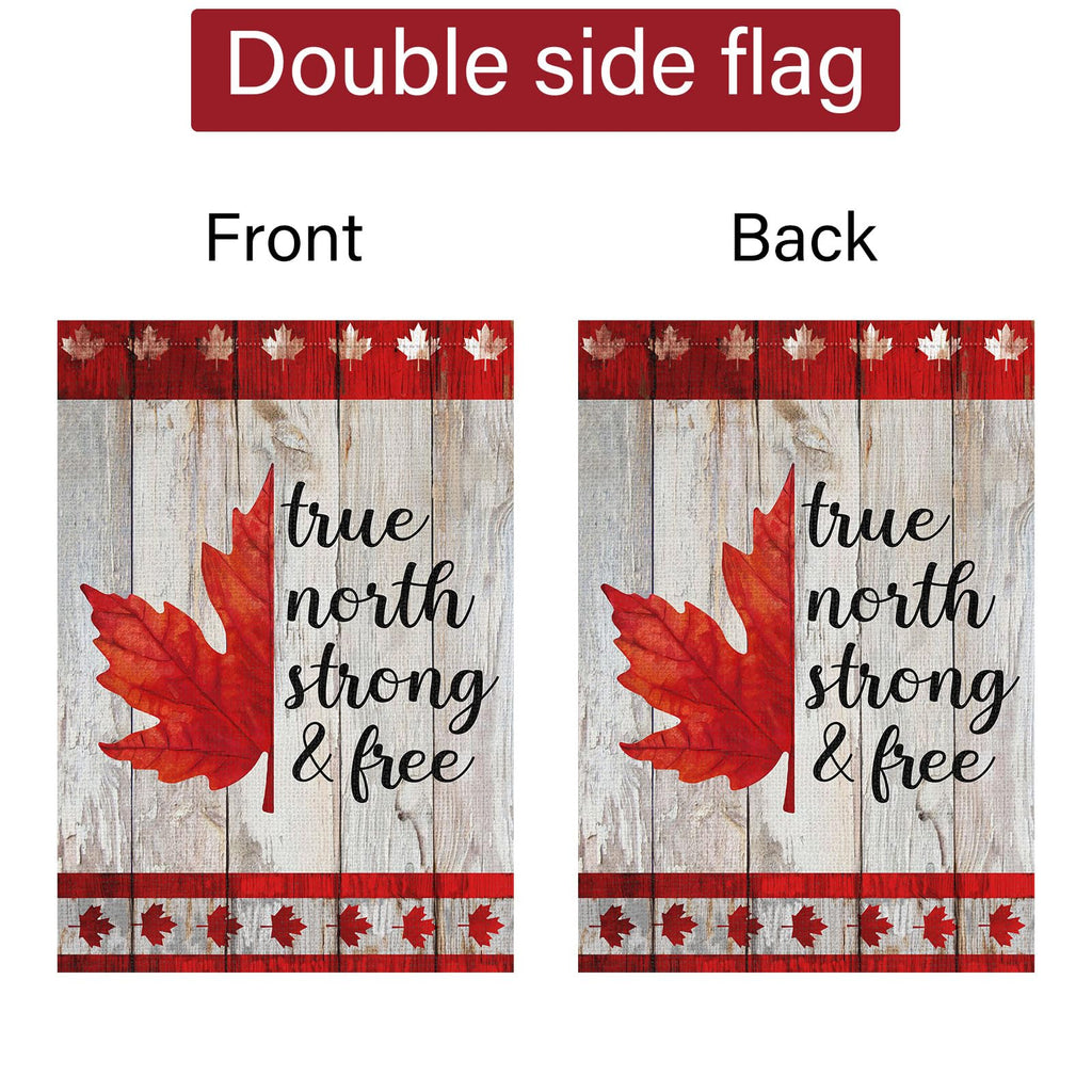 Louise Maelys Canada Day Garden Flags Maple Leaf True North Strong Free Flag 28 x 40 Inch Double Sided Burlap Flags 1st July Patriotic Canada Outdoor Decorations(Only Flags)