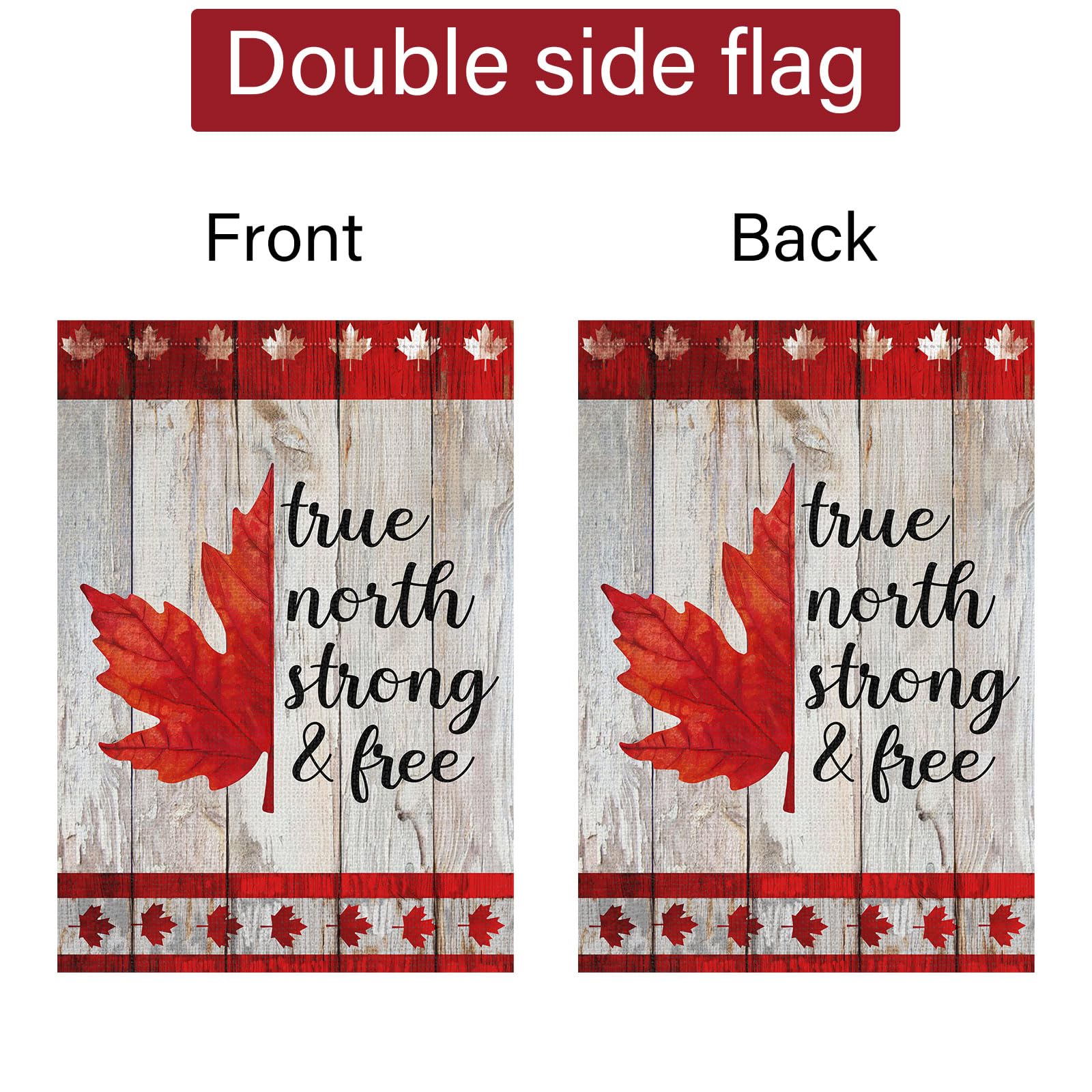 Louise Maelys Canada Day Garden Flags Maple Leaf True North Strong Free Flag 28 x 40 Inch Double Sided Burlap Flags 1st July Patriotic Canada Outdoor Decorations(Only Flags)