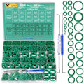XBVV 595 Pcs Metric and SAE Air Conditioning O-Ring Kit for Automotive A/C, Compressor and Professional Faucet Plumbing Seal Orings Repair with O-Ring Picks,Resist Oil and Heat (Green)