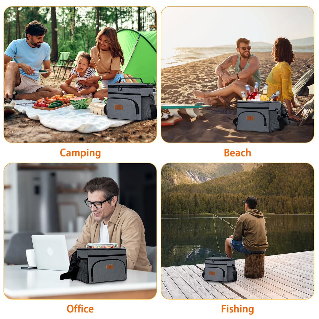 Adtefon Cooler Bag Insulated Large Soft Lunch Bag for Men Women,14L Waterproof Leakproof Portable Lunch Box for Work Office Beach Picnic
