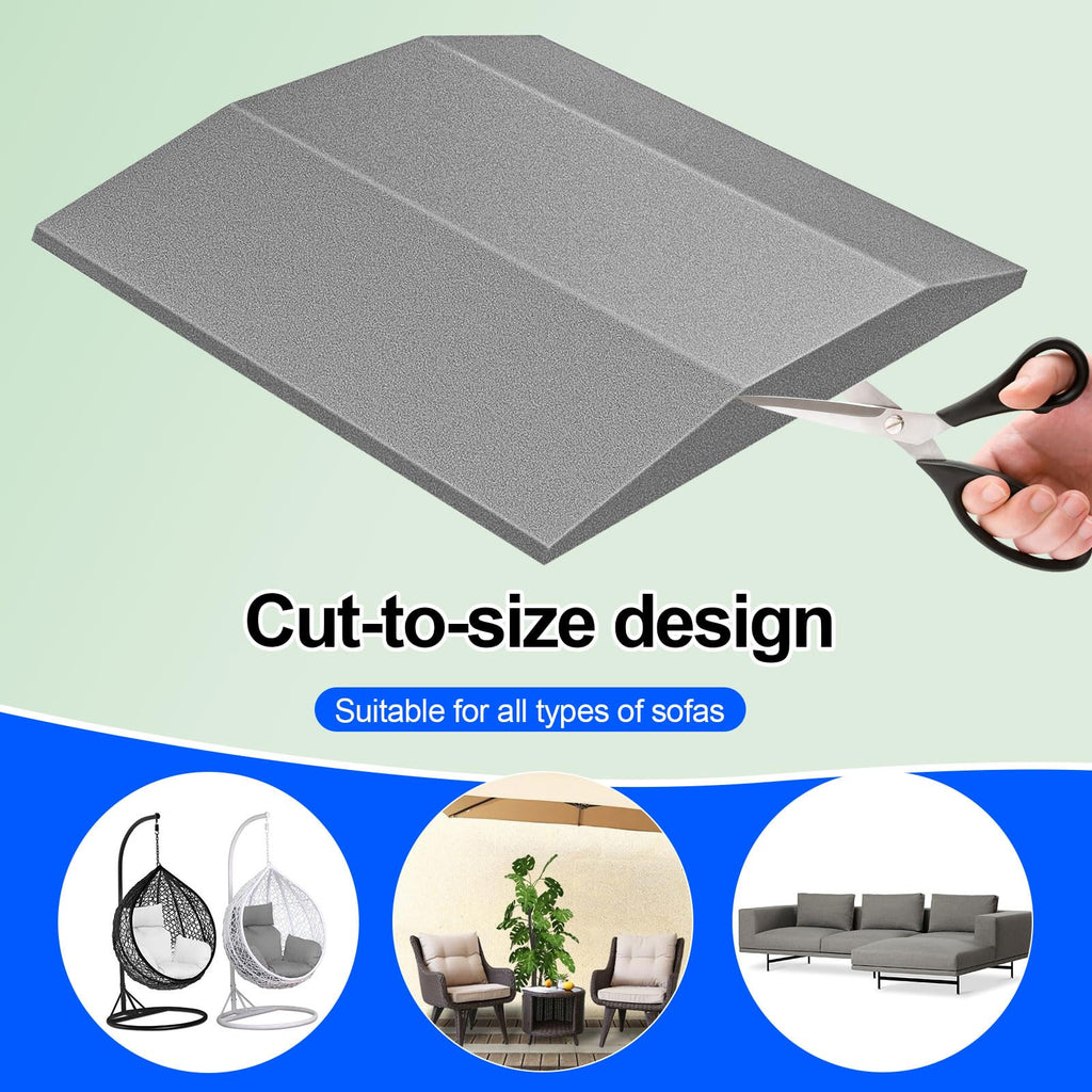 Couch Cushion Support — High-Density Foam Sofa Seat Pads for Sagging Sofas, Cut-to-Size, Enhances Comfort & Durability, 20"x20" High, Great for Home & Office, Gray Trapezoid (Two Pieces)