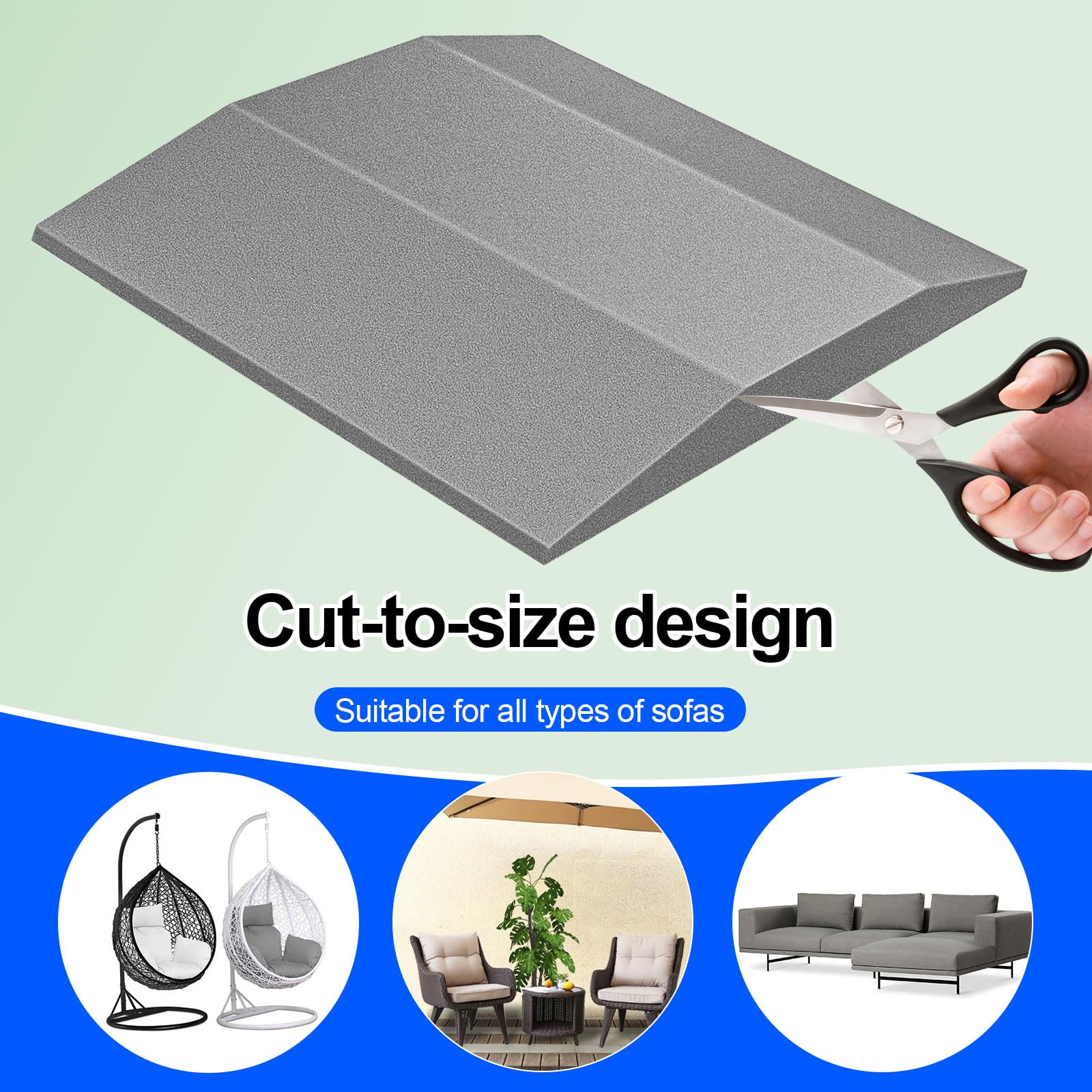 Couch Cushion Support — High-Density Foam Sofa Seat Pads for Sagging Sofas, Cut-to-Size, Enhances Comfort & Durability, 20"x20" High, Great for Home & Office, Gray Trapezoid (Two Pieces)