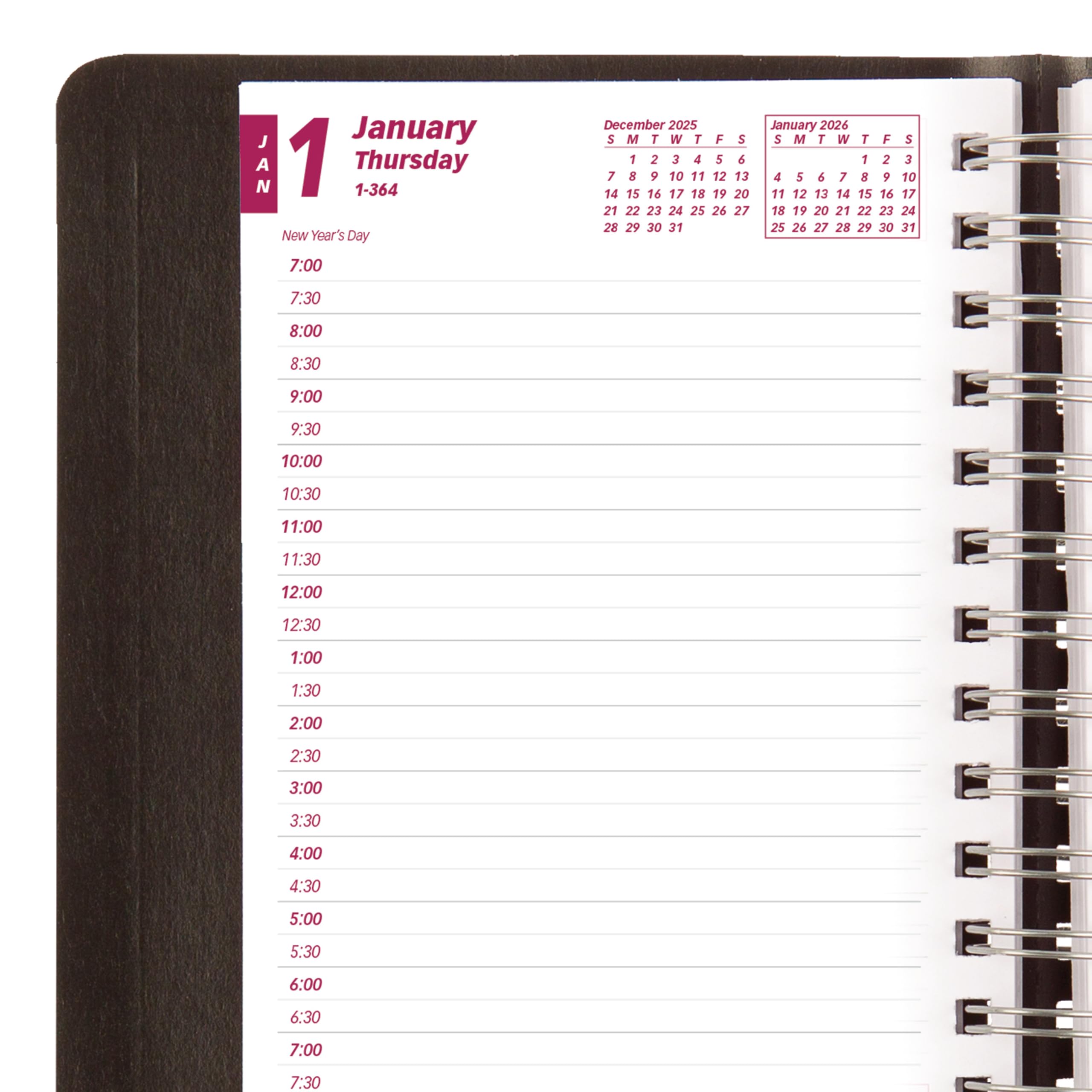 Brownline® 2026 Essential Daily/Monthly Planner, Appointment Book, 12 Months, January to December, Twin-Wire Binding, 8" x 5", Black (CB634W.BLK-26)
