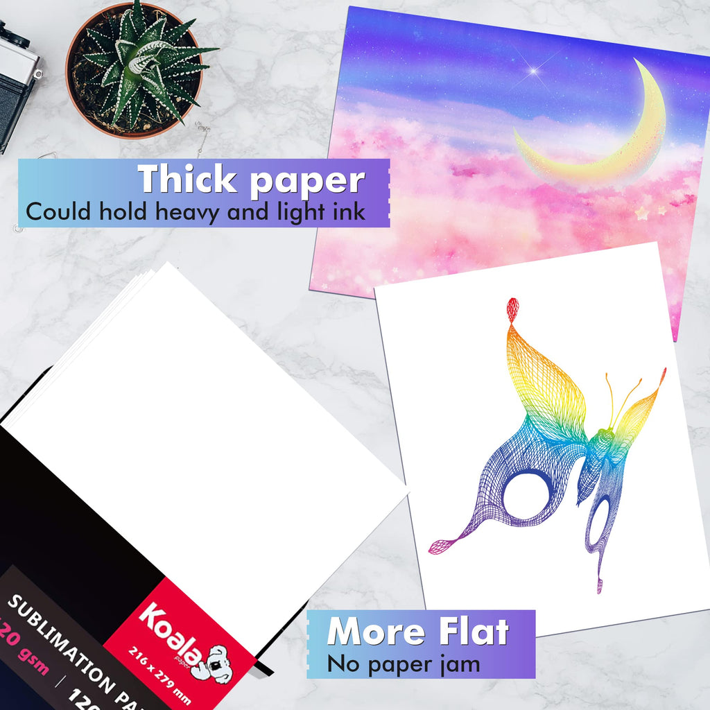 Koala Sublimation Paper 8.5X14 inches 120gsm 120 Sheets for Personalize Your Gift Compatible with Inkjet Printer Sublimation Ink