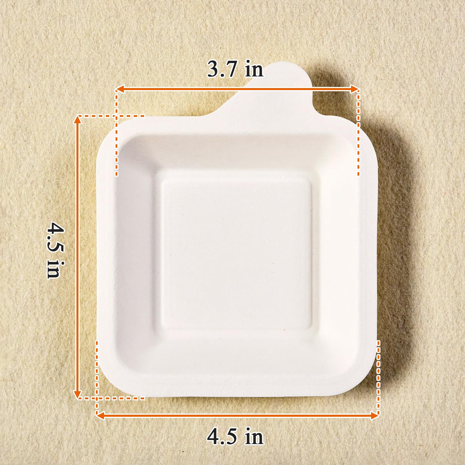 Elsjoy 200 Pack 4.5 Inch Small Paper Plate, Bulk Disposable Paper Cake Plate Square Mini Dessert & Appetizer Plate, Party Snack Plates for Wedding, Birthday, Dinner, Made of Sugarcane Bagasse Fiber