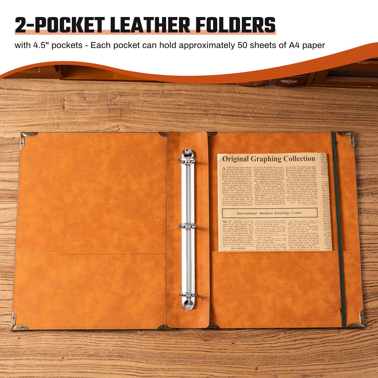 Ovesmusl Leather 3 Ring Binder 1 Inch Round Ring Binder Holds 200 Sheets 8.5"x11" Letter Size Paper, Wedding Family History Notebook Cover Loose Leaf Organizer, Black