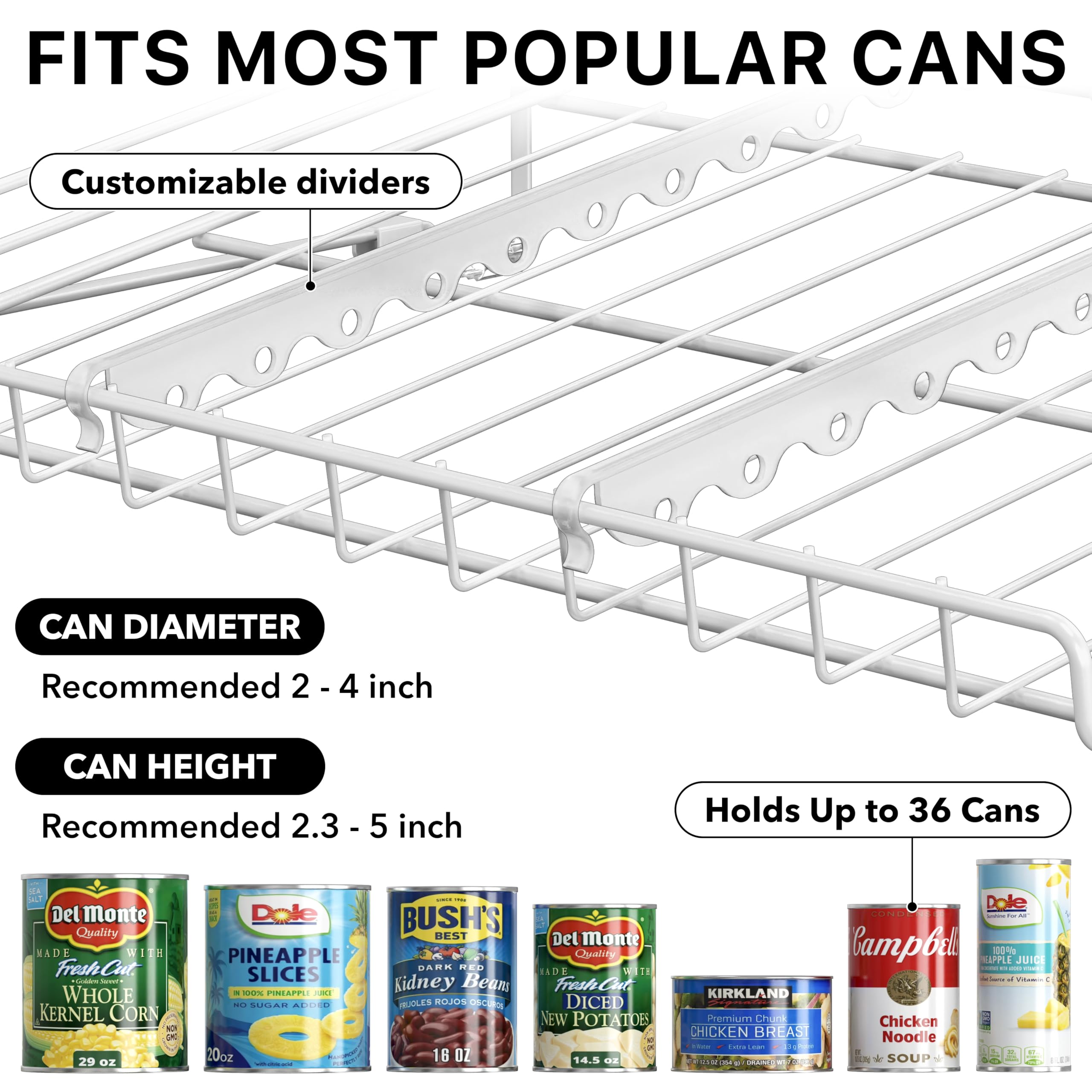Simple Houseware Stackable Can Rack Organizer Storage for Pantry, White