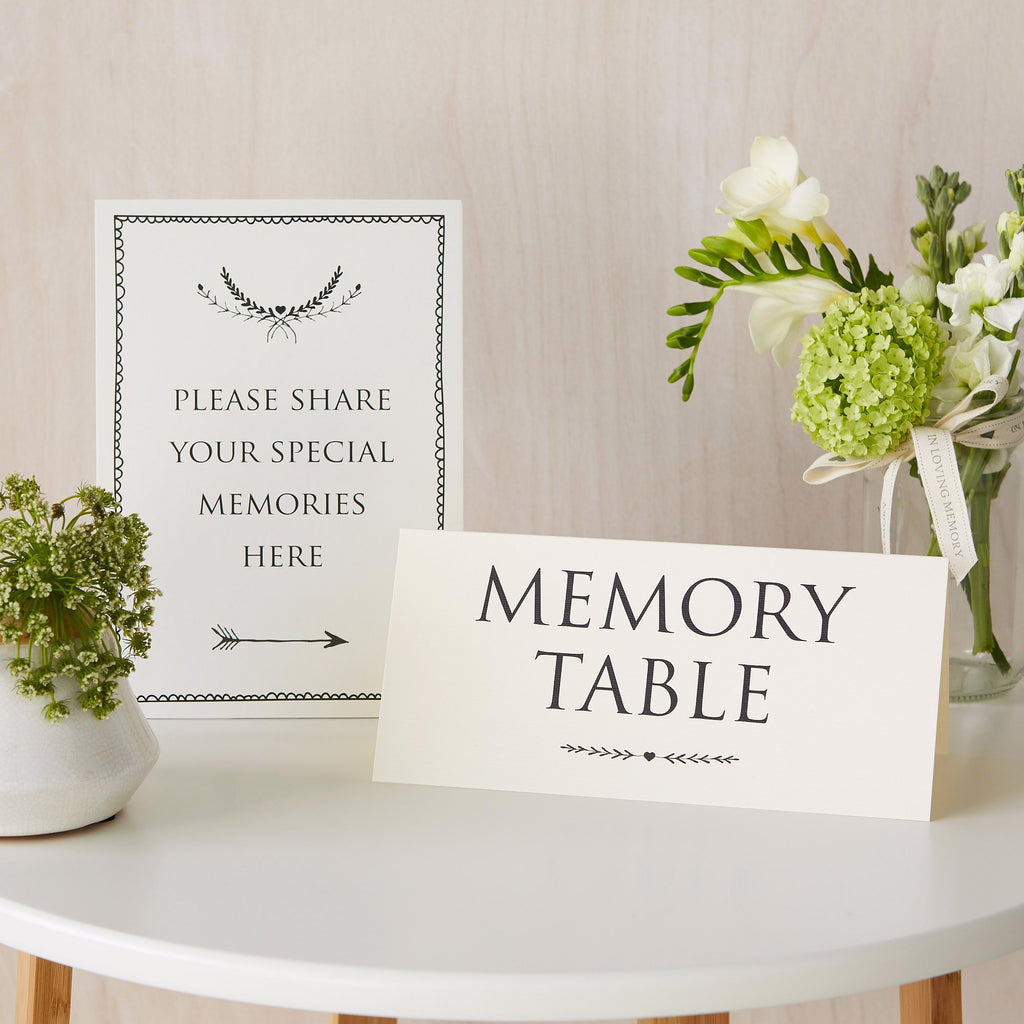 ANGEL & DOVE Large A4 Funeral Memory Book & 2 Signs Set (Ivory) - Memorial, Condolence, Celebration of Life