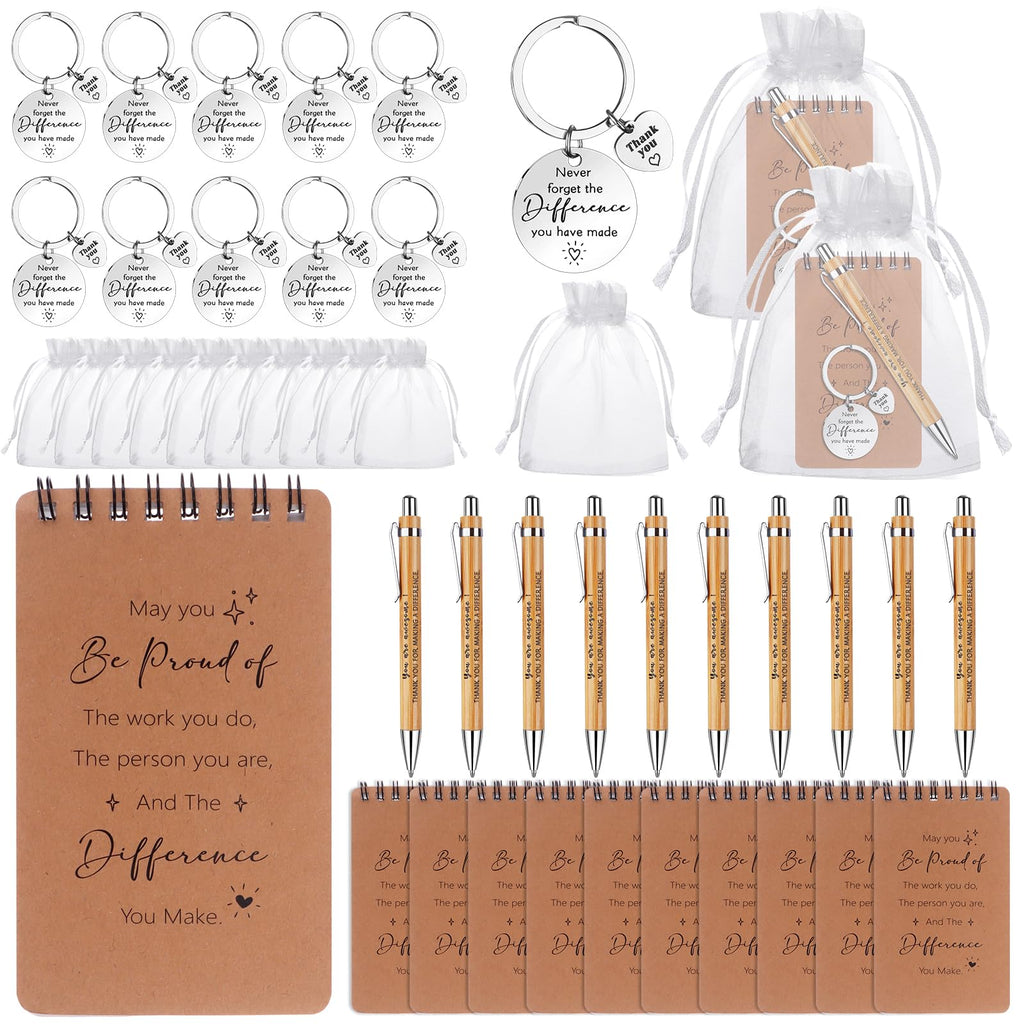 GANGBARU 40Pcs Thank You Gifts Employee Appreciation Gifts Set Motivational Notepads Inspirational Pen Thank You Keychain Organza Bag for Coworker Teacher Nurse Staff Back to School Gifts (Proud)