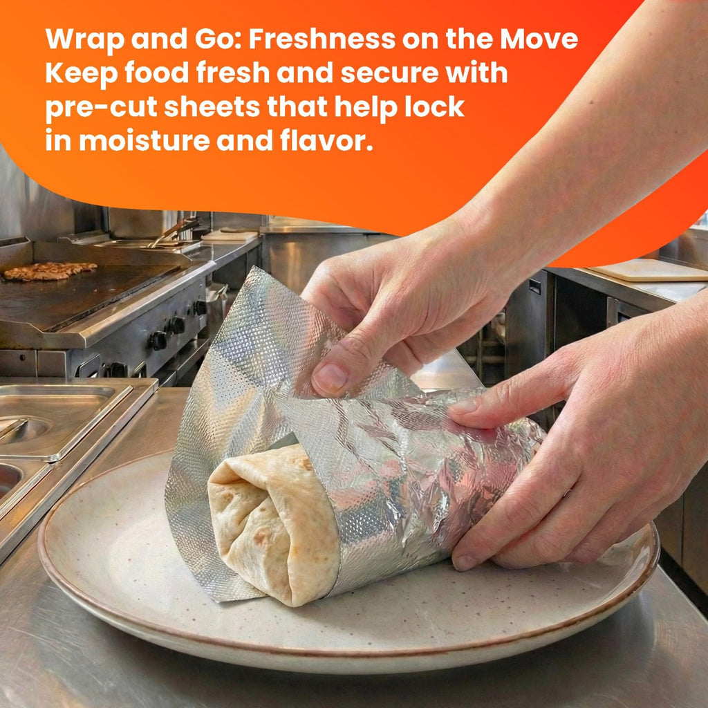 Aluminum Foil Sheets for Food - 200 Count Pre-Cut - 12” Pop Up Foil Sheets for Restaurant, Home, Sandwich or Hot Dog Tin Foil Disposable Sheets