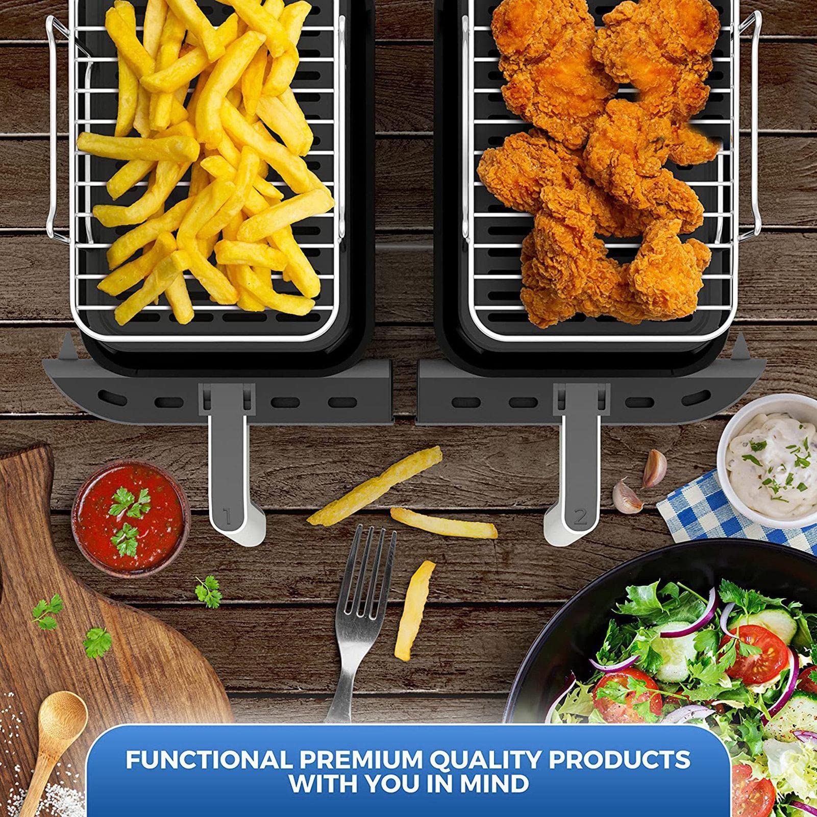 [2-Pack] Air Fryer Rack for Ninja Foodi DZ201/DZ401 | Stainless Steel Multi-Layer Rectangle Stackable Dehydrator Rack | Accessories Compatible with Ninja Foodi Double Basket Air Fryers