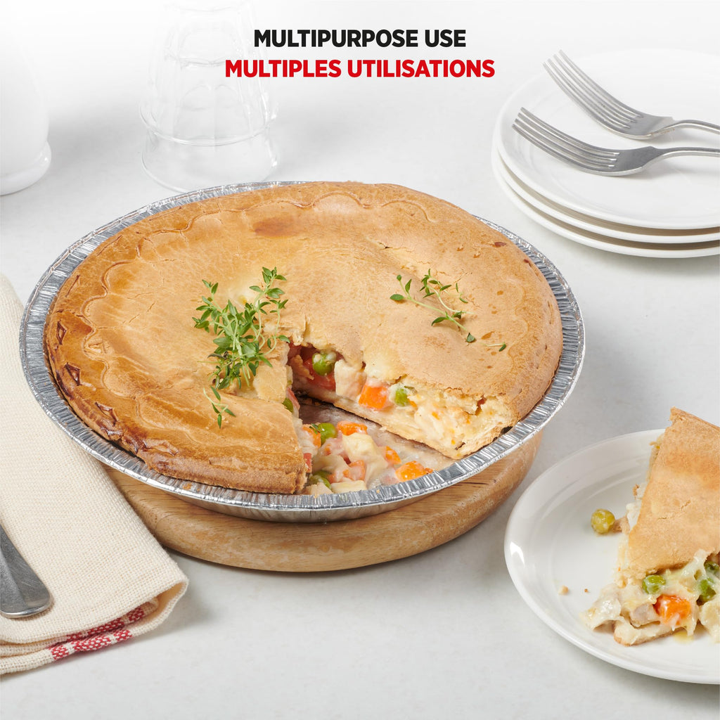 Starfrit 50-Pack Aluminum Pie Plates, 9” (23 cm), Perfect for Baking Pies, Chicken Pot Pies & Quiches, Recyclable, Disposable, Oven & Freezer Safe