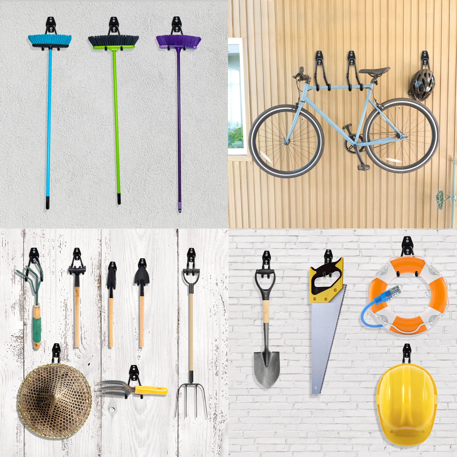 Garage Hooks Heavy Duty Utility Steel with Anti-Slip Coating Wall Mount Storage Organizer for Hanging Power and Garden Tools, Ladders, Hose, Bikes, Ropes, Bulk Items, and More (12 Pack Orange)