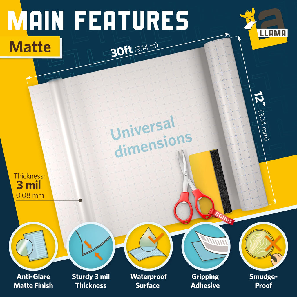 Matte Laminate Roll 12” x 30ft – Self Adhesive Laminating Film 3 MIL Roll Superior Protection Extra Long