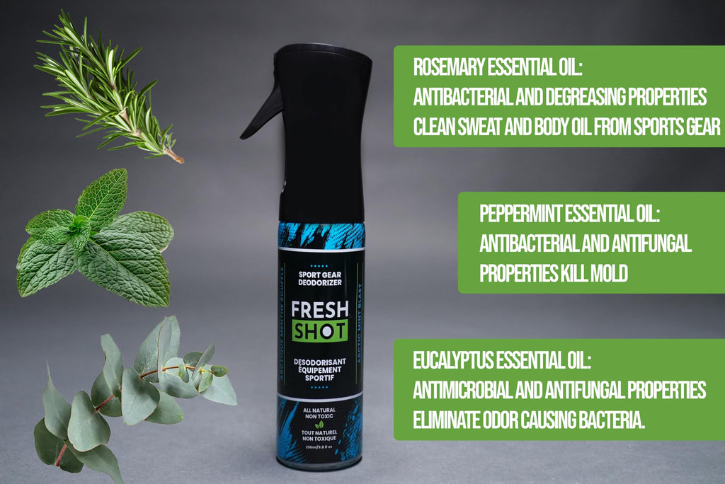 Fresh Shot – Sport Gear Deodorizer Eliminate odors in smelly sports equipment and footwear.