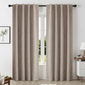 CUCRAF 100% Blackout Curtains 2 Panels,Linen Black Out Curtains 84 Inch Long Room Darkening Thermal Insulated Opaque Curtains for Bedroom Living,Back Tab & Rod Pocket (52Wx84L Inch, Linen)