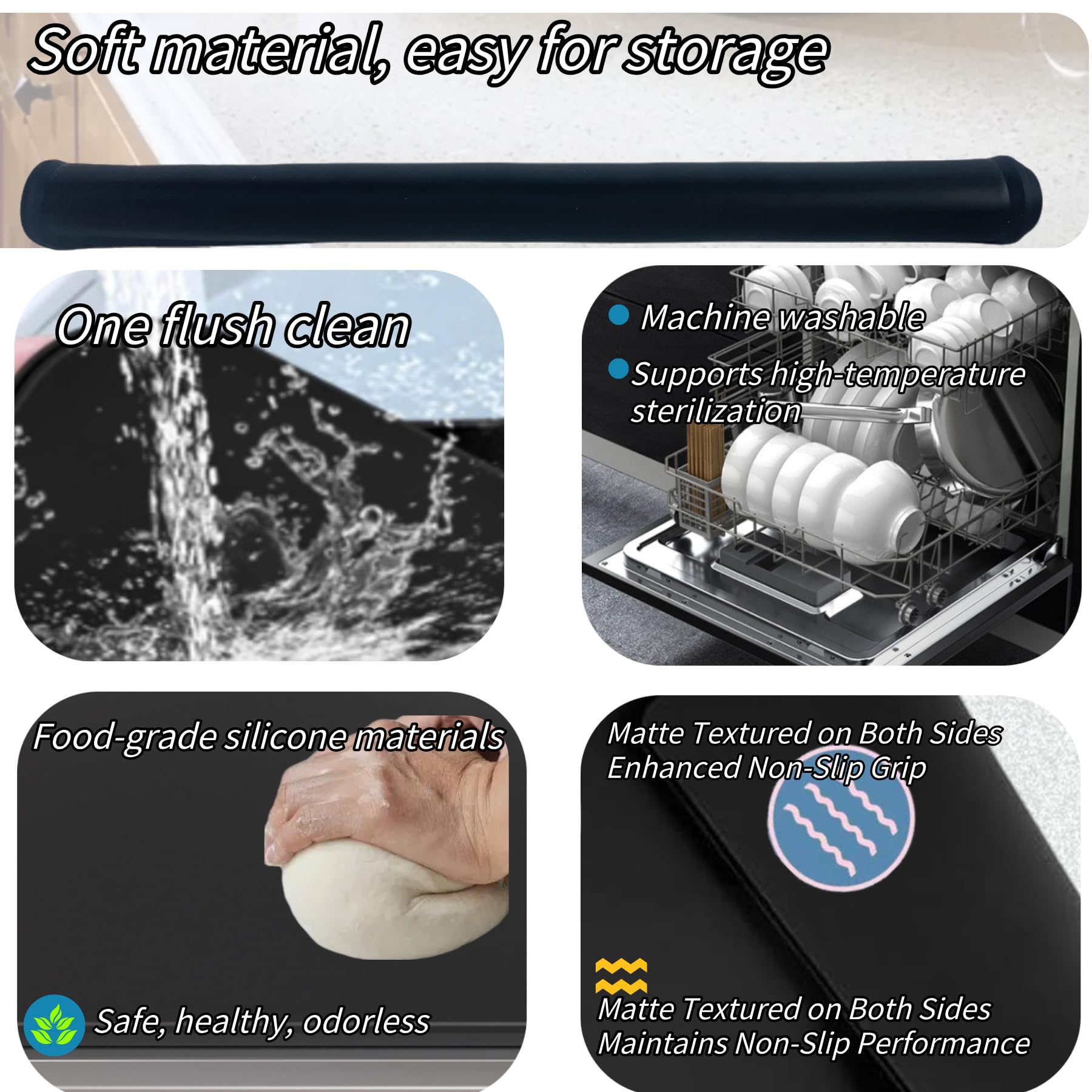 Iycnkok Electric Stove Top Protector Cover - Upgraded 28"x20" Silicone Stovetop Cooktop Oven Burner Mat for Glass RV Induction Countertop Protector - Black