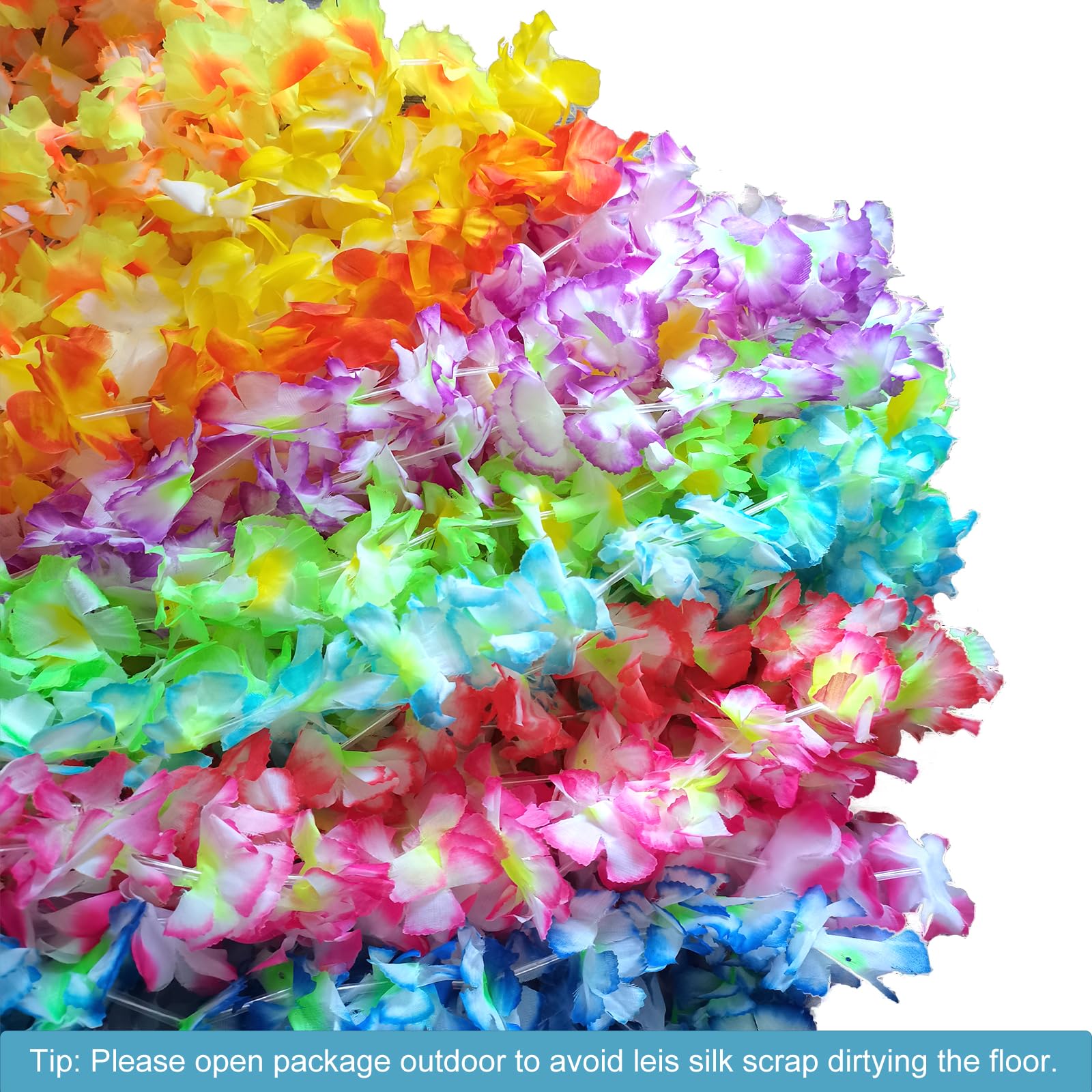 60 Pack Hawaiian Leis Necklaces, Multi-Colors Hawaiian Flower Leis Bulk For Tropical Luau Decorations, Hawaiian Beach Themed Party Decor, Wedding, Birthday