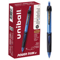 uni-ball POWER TANK Pen Ballpoint, Retractable Ball Point Pen Blue Barrel Bold-1.0mm, 12 Pack, Blue Ink (42071)