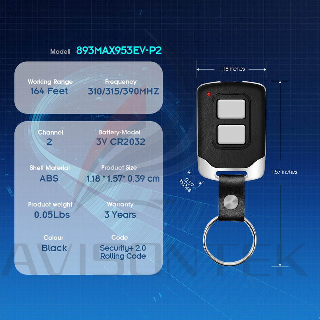 2 for Chamberlain LiftMaster Craftsman Garage Door Remote 893Max 953EV-P2 Universal【3 Year Warranty】