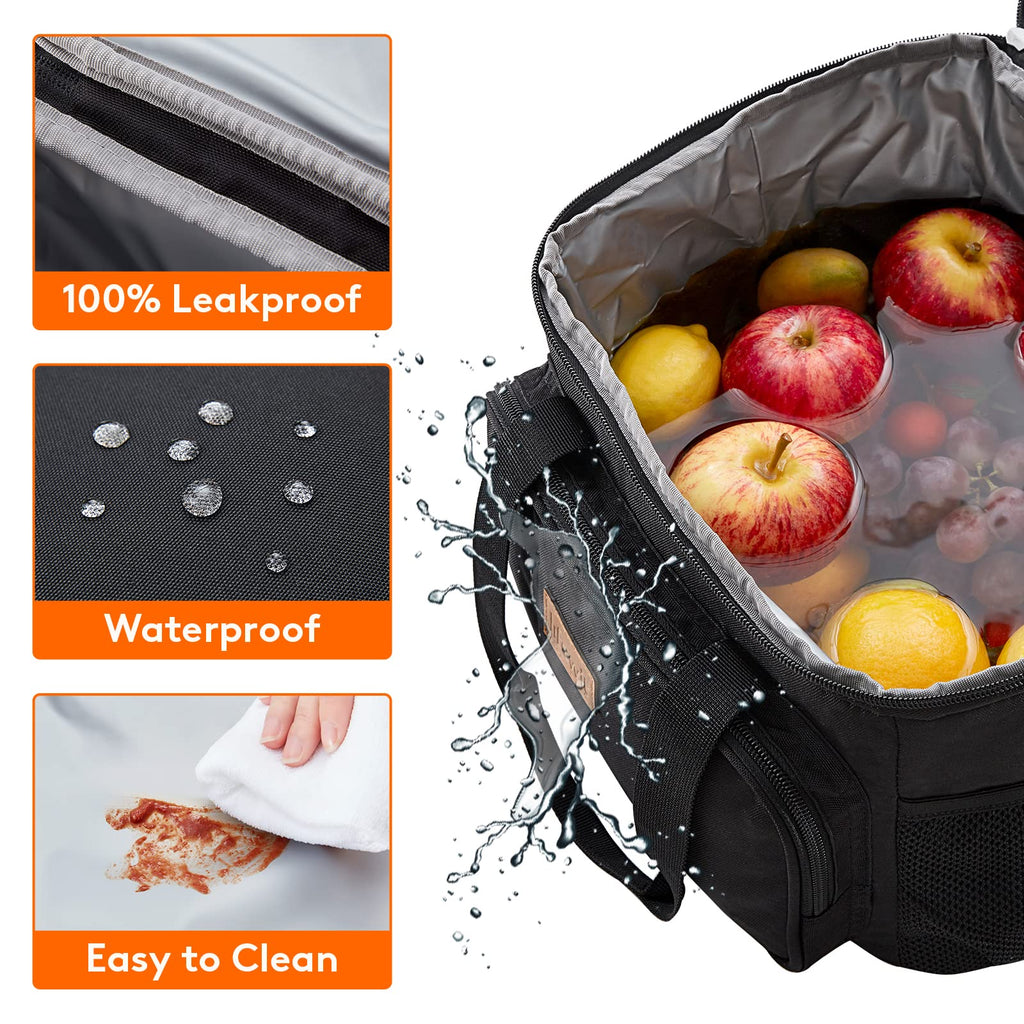 Lifewit Large Lunch Bag for Adults, 24-Can 15L Insulated Lunch Box Leakproof Soft Cooler Cooling Tote for Men Women, Waterproof Reusable Cooler Bags for Work Office Outdoor Picnic Camping, Black