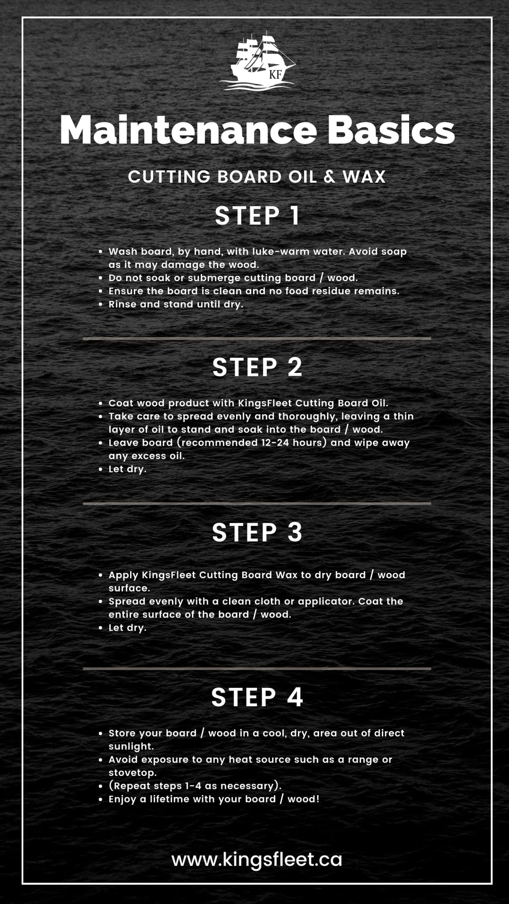KingsFleet - Cutting Board Oil | 32 oz | Canadian Made | 100% Food-Grade Mineral Oil for Superior Protection of Cutting Boards, Butcher Blocks, and Wood Utensils
