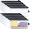 22 Pcs A6 Zipper File Bags, Mesh Zipper Pouch Document Bag Waterproof Mesh Pencil Pouch Plastic Zipper Pen File for Home School Office (Black)